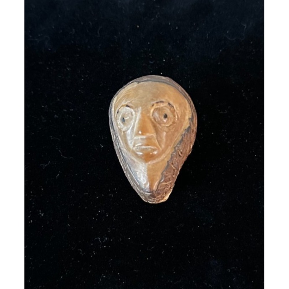 Vintage Small 40g Vegetable Ivory Tagua Nut‎ Hand Carved Face Sculpture